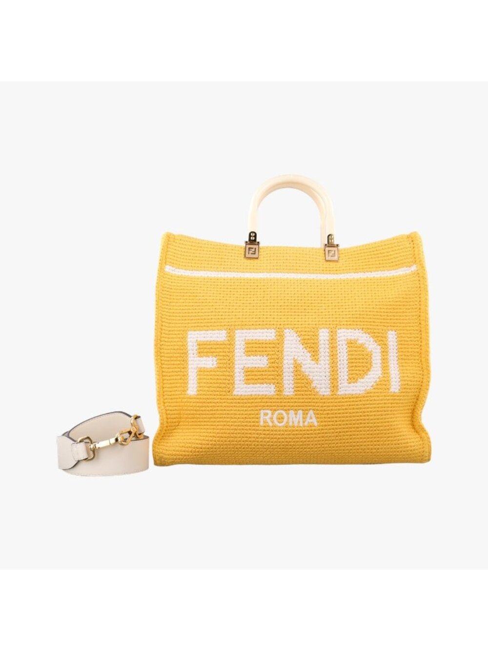 Fendi Sunshine Medium Yellow Clochette Leather